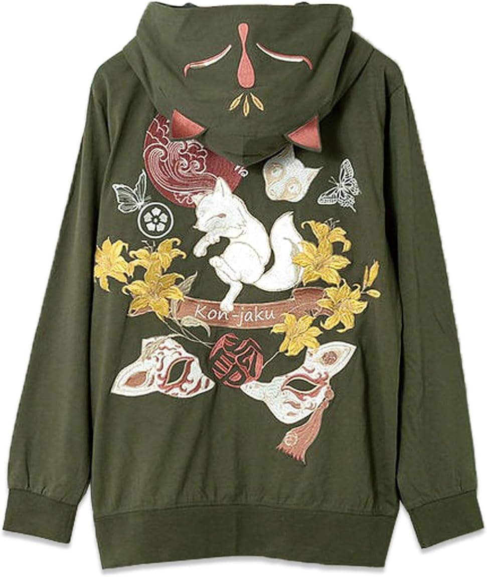 Amazon.co.jp: (コンジャク)今昔 「狐面・狸面」総刺繍ダブルフード